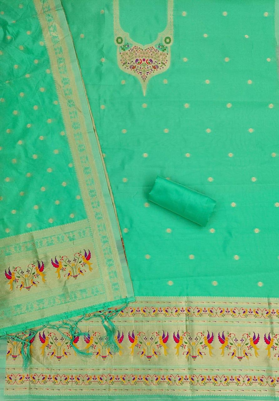 Green Pure Zari Banarasi Silk Weaving Salwar Suit 