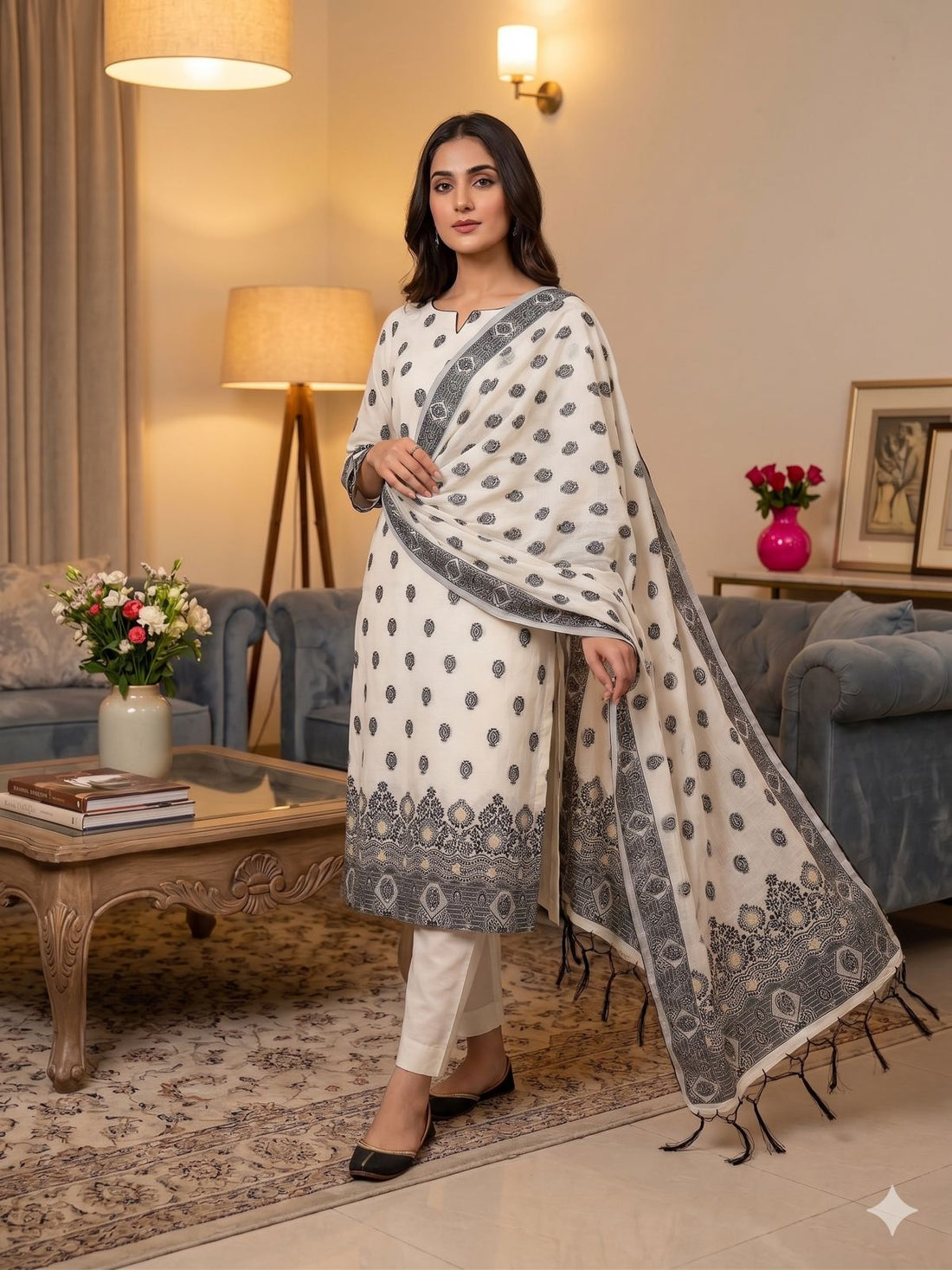 Black Pure Handloom Banarasi Resham Cotton Weaving Salwar Suit 