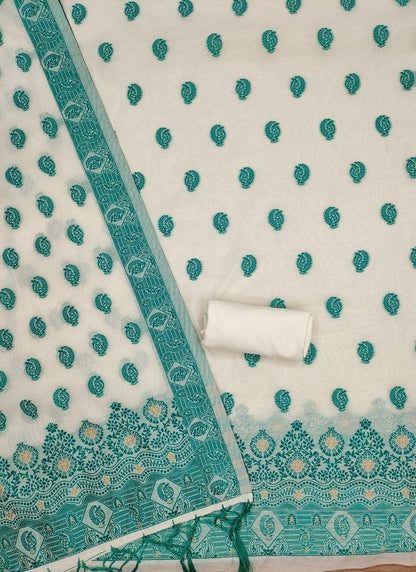 Sky Pure Handloom Banarasi Resham Cotton Weaving Salwar Suit 