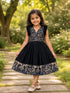 Black Pure Cotton Blend Heavy Printed Kids Gown 