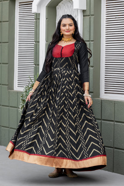 Green Pure Soft Silk Anarkali Gown 