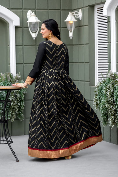 Green Pure Soft Silk Anarkali Gown 