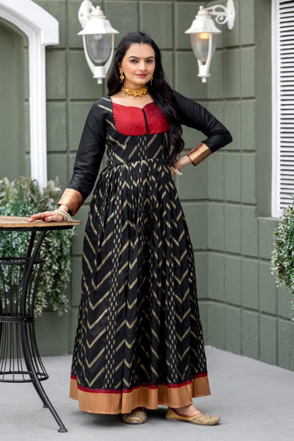 Green Pure Soft Silk Anarkali Gown 