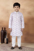Purple Pure Soft Art Banarasi Silk Digital Print Boys Kurta Pajama 
