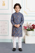 Blue Pure Soft Art Banarasi Silk Digital Print Boys Kurta Pajama 