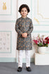 Green Pure Soft Art Banarasi Silk Digital Print Boys Kurta Pajama 