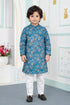 Blue Pure Soft Art Banarasi Silk Digital Print Boys Kurta Pajama 