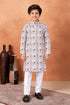 Brown Pure Soft Art Banarasi Silk Digital Print Boys Kurta Pajama 