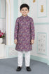 Purple Pure Soft Art Banarasi Silk Digital Print Boys Kurta Pajama 