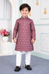 Brown Pure Soft Art Banarasi Silk Digital Print Boys Kurta Pajama 