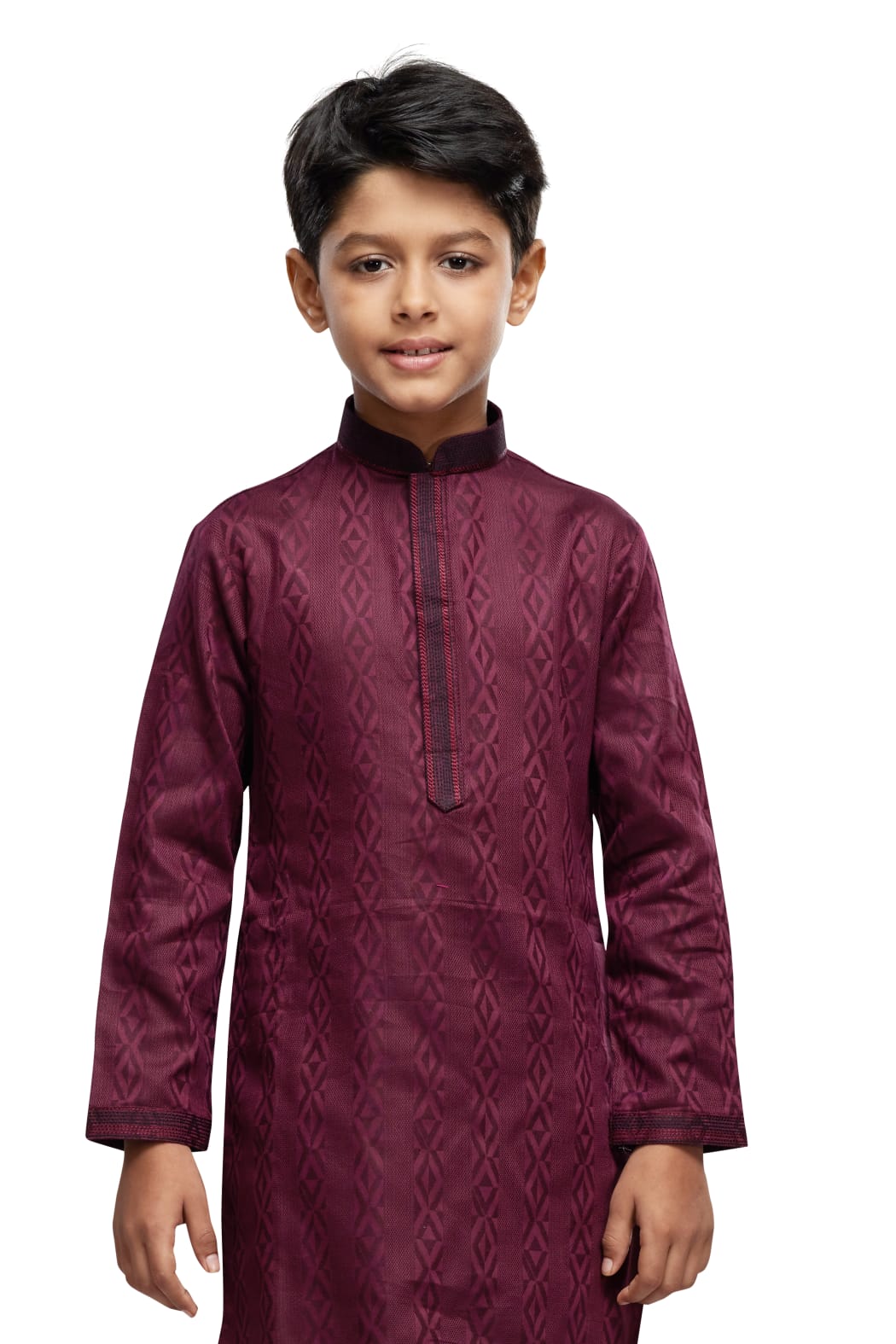 Maroon Pure Soft Art Banarasi Silk Thread Work Boys Kurta Pajama 