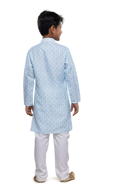 Sky Pure Soft Art Banarasi Silk Digital Print Boys Kurta Pajama