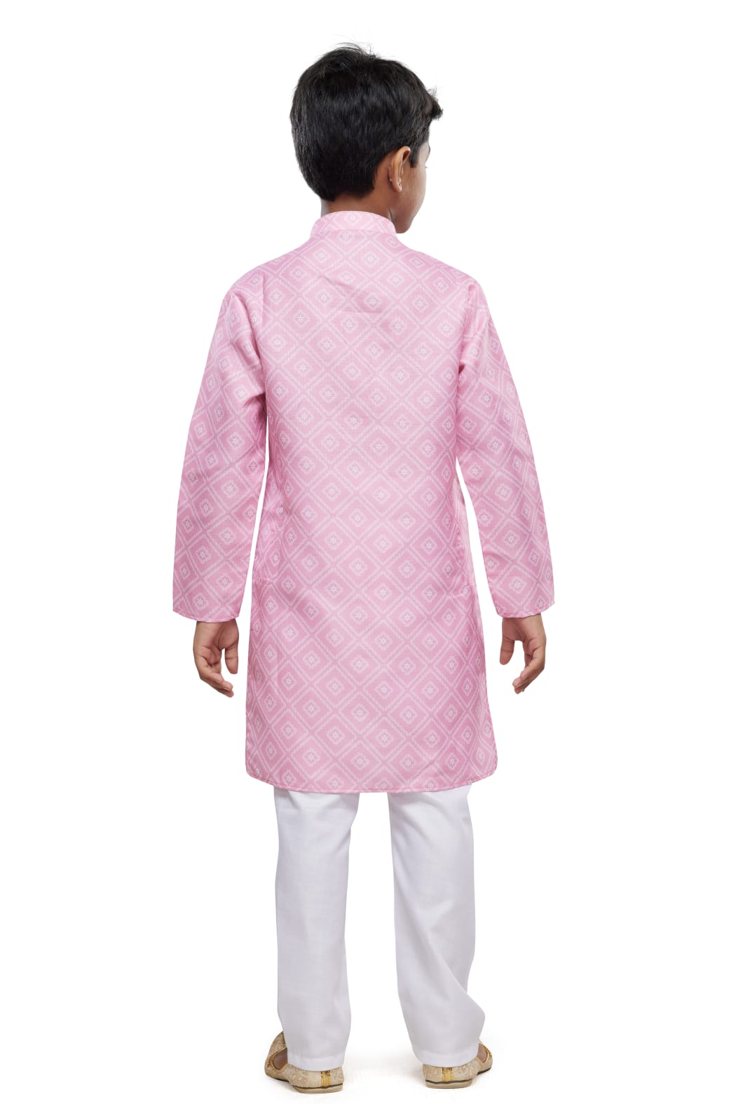 Pink Pure Soft Art Banarasi Silk Digital Print Boys Kurta Pajama