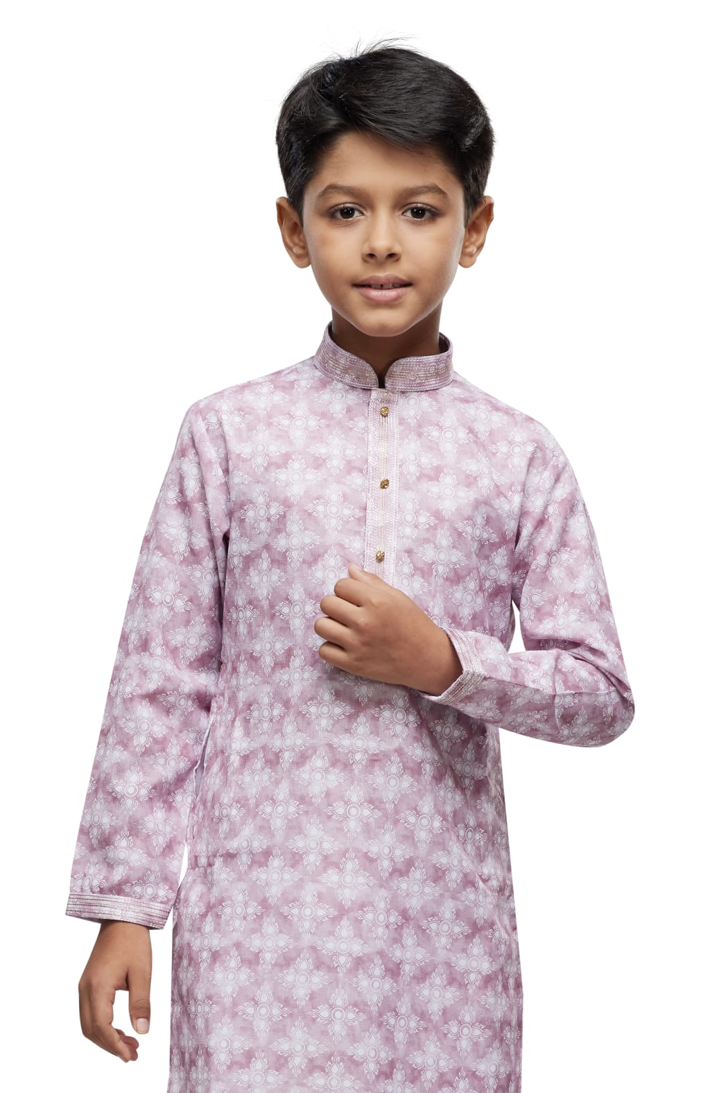 Purple Pure Soft Art Banarasi Silk Thread Work Boys Kurta Pajama 