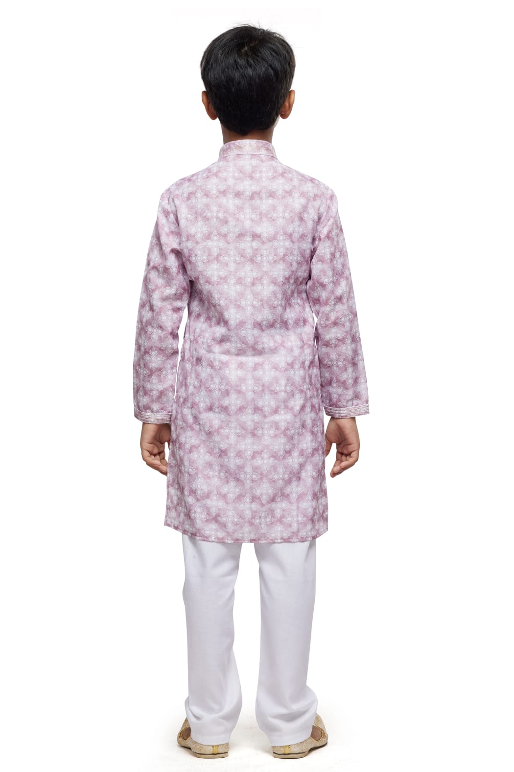 Purple Pure Soft Art Banarasi Silk Thread Work Boys Kurta Pajama 