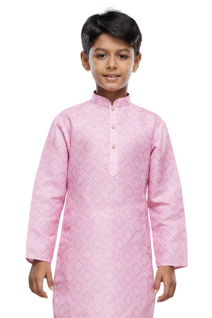Pink Pure Soft Art Banarasi Silk Digital Print Boys Kurta Pajama