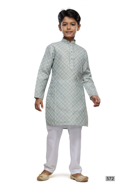 Pista Green Pure Soft Art Banarasi Silk Digital Print Boys Kurta Pajama