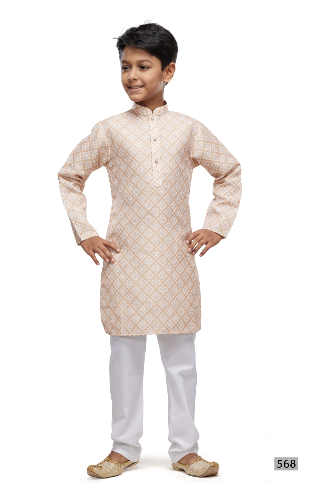 Yellow Pure Soft Art Banarasi Silk Digital Print Boys Kurta Pajama
