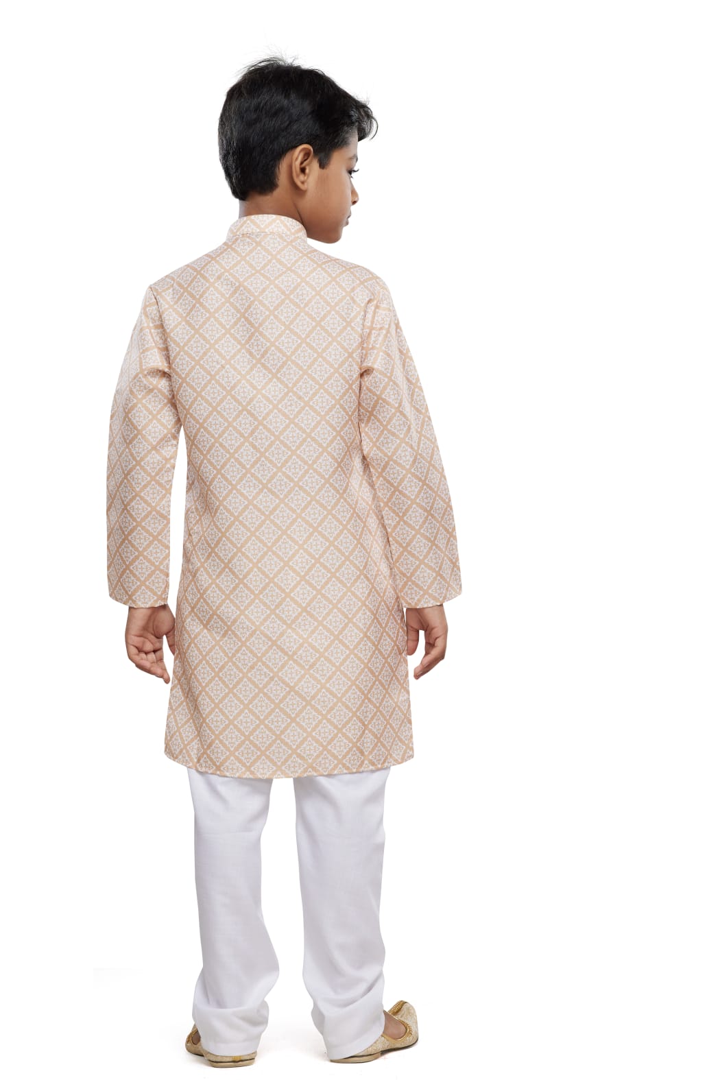 Yellow Pure Soft Art Banarasi Silk Digital Print Boys Kurta Pajama