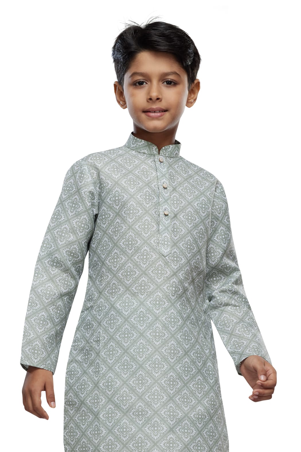 Pista Green Pure Soft Art Banarasi Silk Digital Print Boys Kurta Pajama
