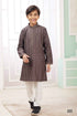 Brown Pure Soft Art Banarasi Silk Embroidery Thread Work Boys Kurta Pajama