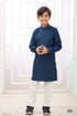Teal Blue Pure Soft Art Banarasi Silk Embroidery Thread Work Boys Kurta Pajama