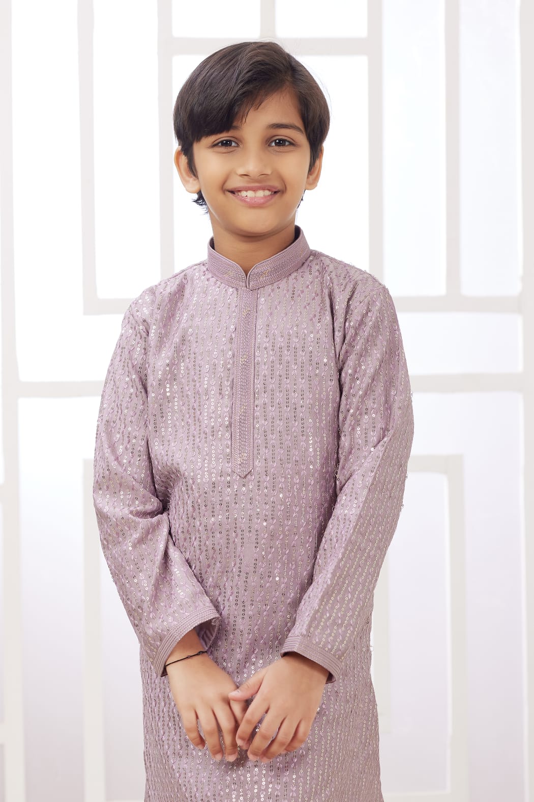 Lailac Pure Soft Art Banarasi Silk Embroidery Thread Work Boys Kurta Pajama