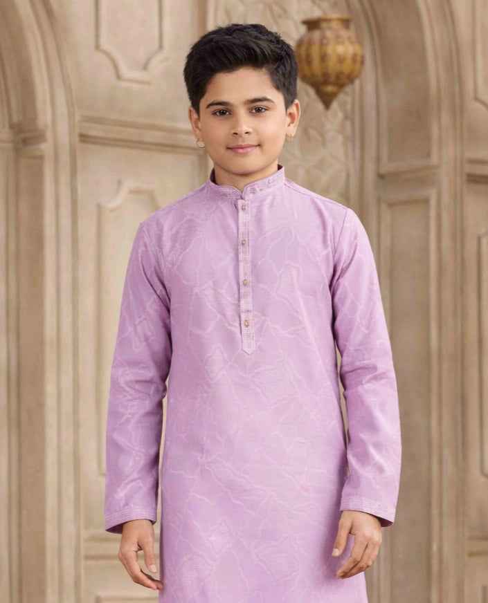 Magenta Pure Soft Art Silk Self Broead Boys Kurta Pajama