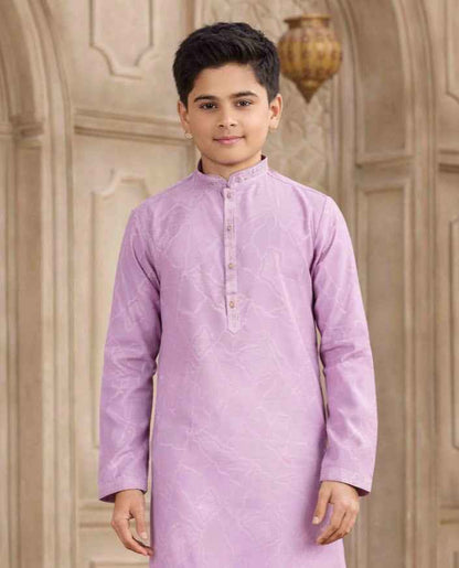 Magenta Pure Soft Art Silk Self Broead Boys Kurta Pajama