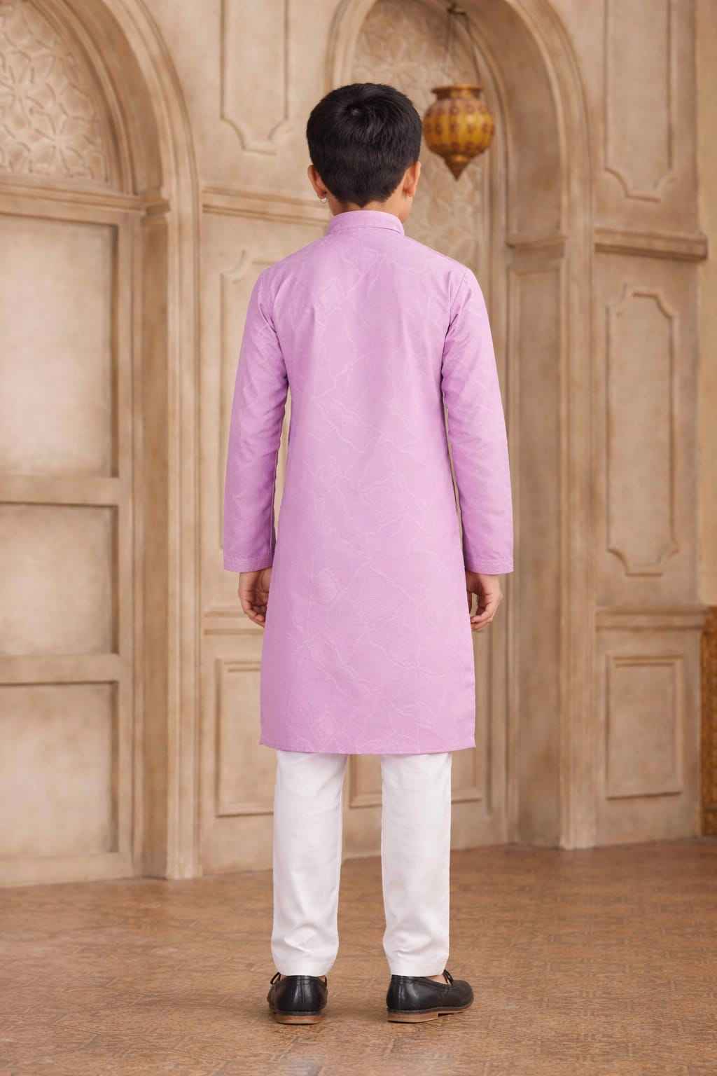 Magenta Pure Soft Art Silk Self Broead Boys Kurta Pajama