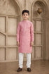Peach Pure Soft Art Silk Self Broead Boys Kurta Pajama
