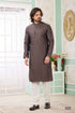 Brown Pure Soft Art Banarasi Silk Embroidery Thread Work Kurta Pajama Set