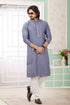 Dusty Blue Pure Soft Art Banarasi Silk Embroidery Thread Work Kurta Pajama Set