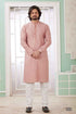 Peach Pure Soft Art Banarasi Silk Embroidery Thread Work Kurta Pajama Set