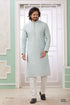 Mint Green Pure Soft Art Banarasi Silk Embroidery Thread Work Kurta Pajama Set