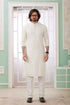 Cream Pure Soft Art Banarasi Silk Embroidery Thread Work Kurta Pajama Set