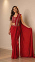 Red Pure Imported Fendi Silk Ready to Wear Saree