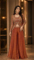 Orange Pure Imported Fendi Silk Ready to Wear Saree