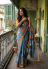 Grey Pure Soft Malmal Cotton Floral Print Cotton Saree
