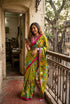 Green Pure Soft Malmal Cotton Floral Print Cotton Saree