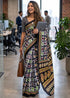Black Pure Soft Malmal Cotton Floral Print Cotton Saree