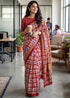 Red Pure Soft Malmal Cotton Floral Print Cotton Saree