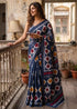 Blue Pure Soft Malmal Cotton Batik Hand Block Cotton Saree