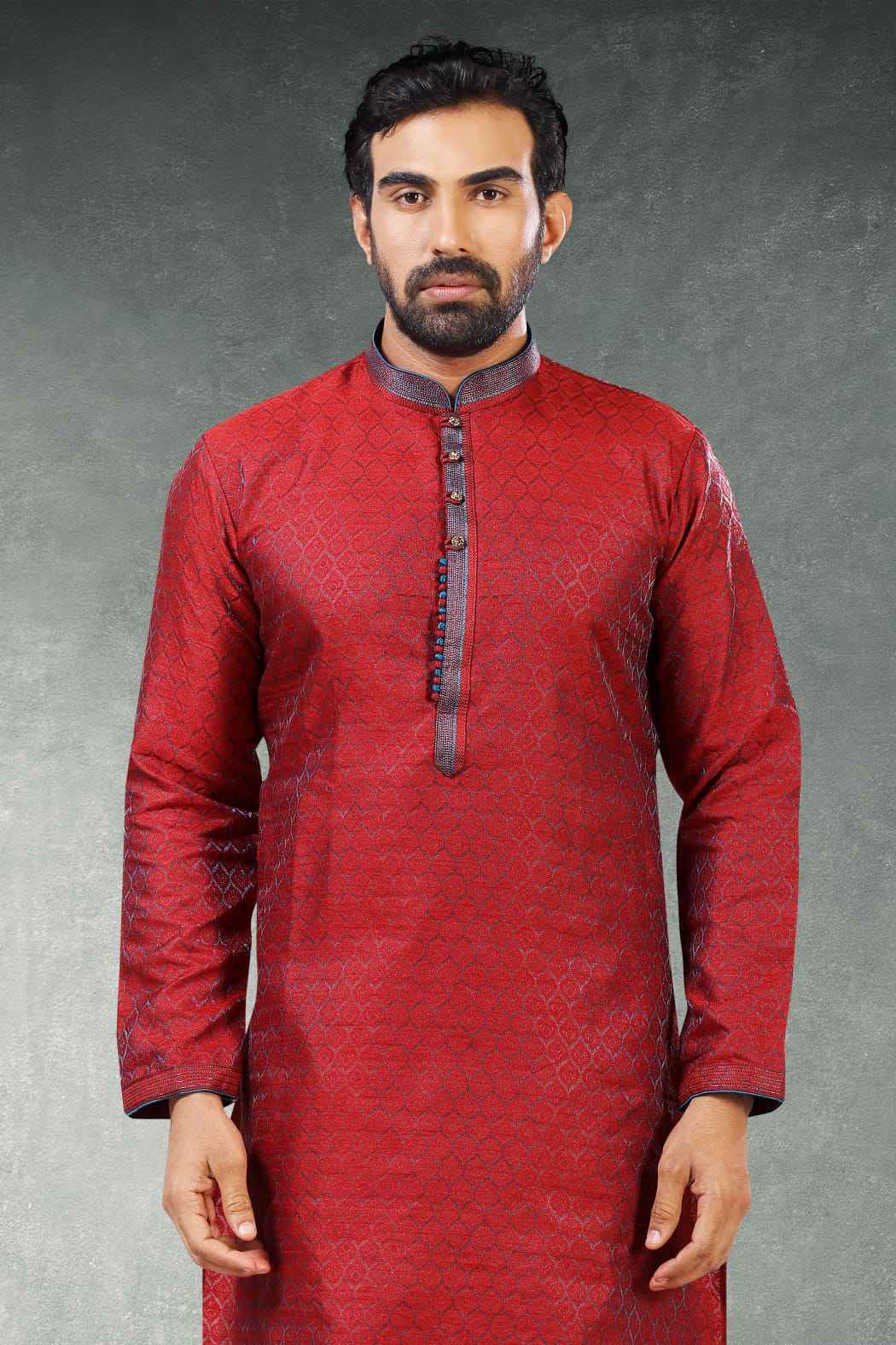 Maroon Pure Soft Jequard Silk Brocade Kurta Pajama
