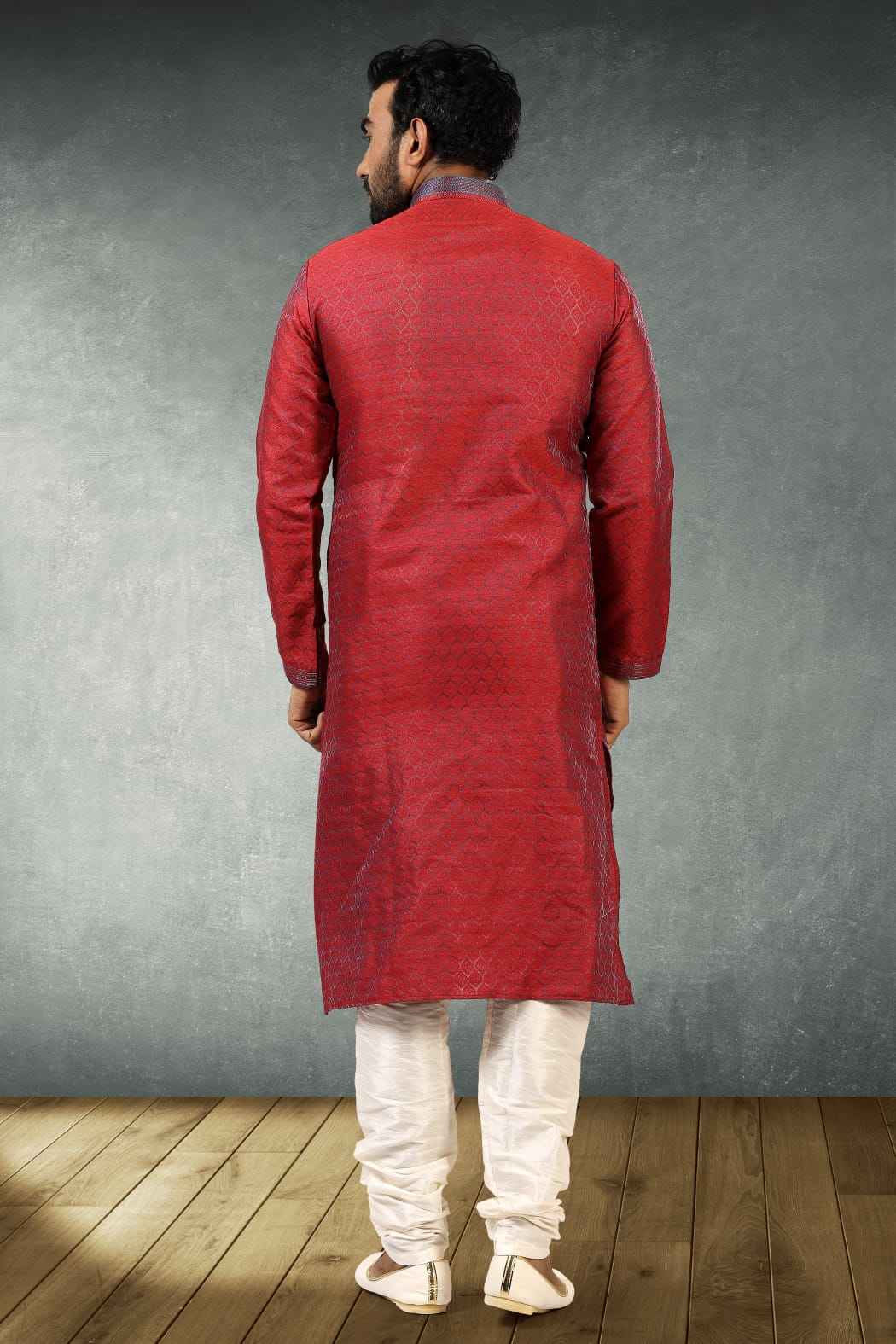 Maroon Pure Soft Jequard Silk Brocade Kurta Pajama