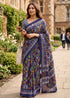 Blue Pure Soft Malmal Cotton Batik Hand Block Cotton Saree