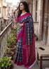 Blue Pure Soft Malmal Cotton Ikkat Hand Block Cotton Saree