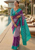 Purple Pure Soft Malmal Cotton Ikkat Hand Block Cotton Saree