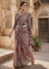Brown Pure Soft Malmal Cotton Ikkat Hand Block Cotton Saree
