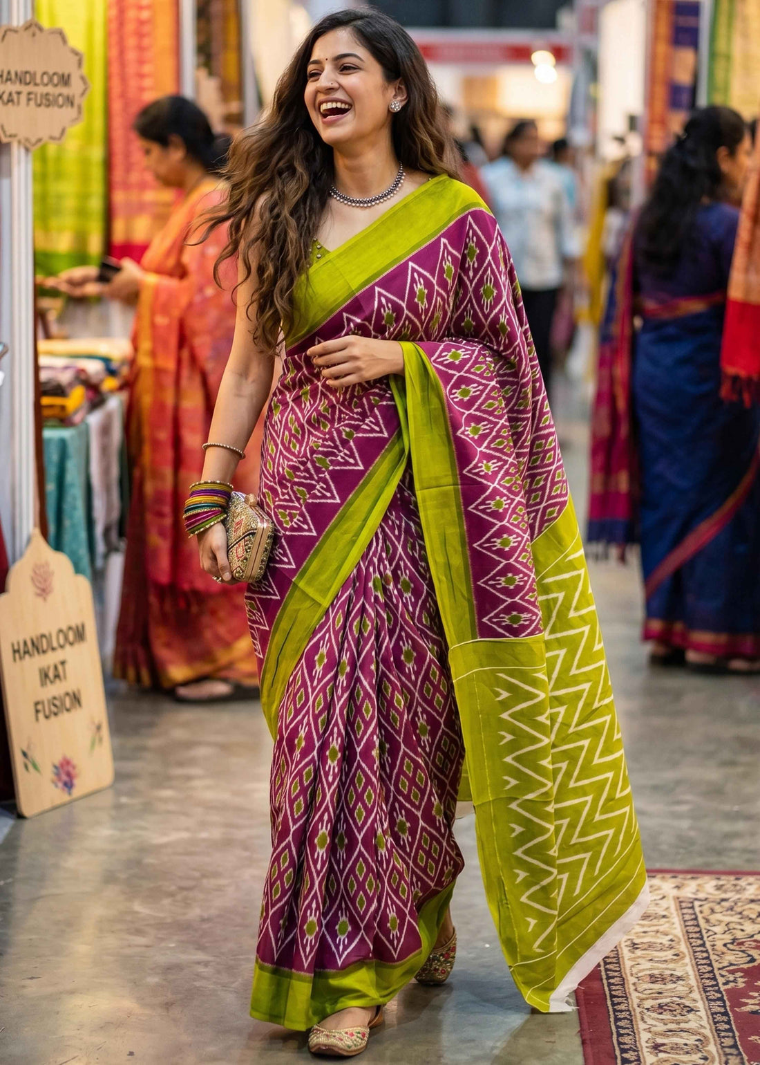 Maroon Pure Soft Malmal Cotton Ikkat Hand Block Cotton Saree